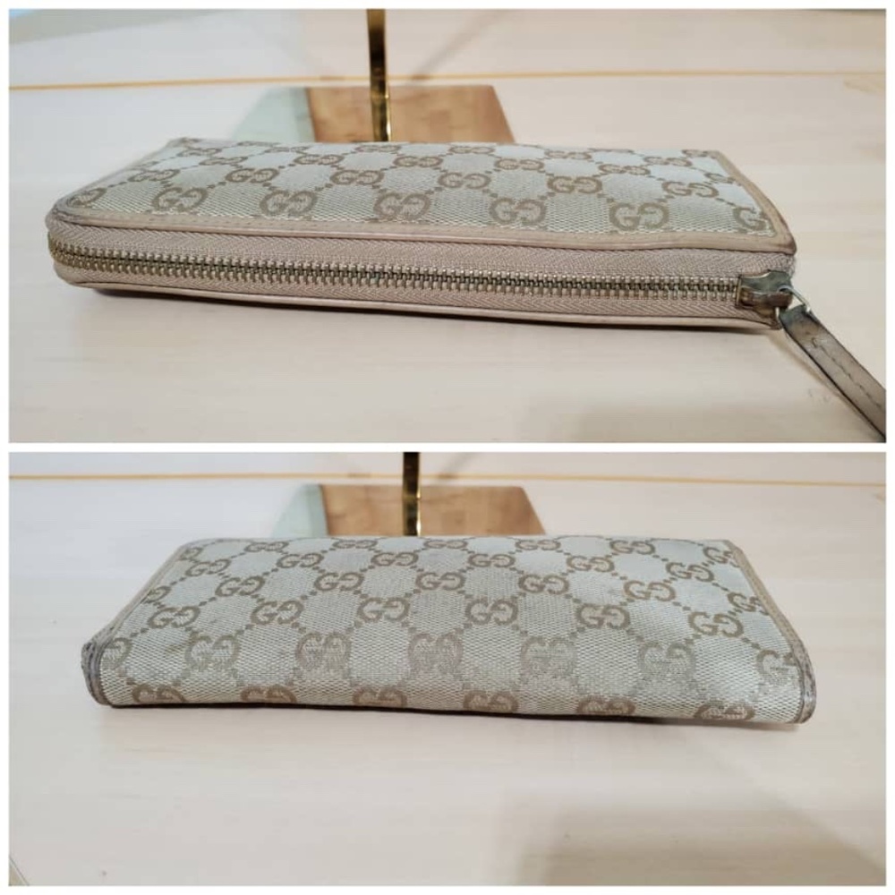 Authentic GUCCI Calfskin Monogram Zip Around Wallet Tan - Picture 4 of 8